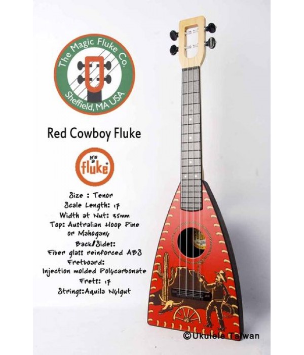 【台灣烏克麗麗 專門店】Fluke 瘋狂跳蚤全面侵台! Red Cowboy Fluke ukulele 26吋 美國原廠製造 (附琴袋+調音器+教材)